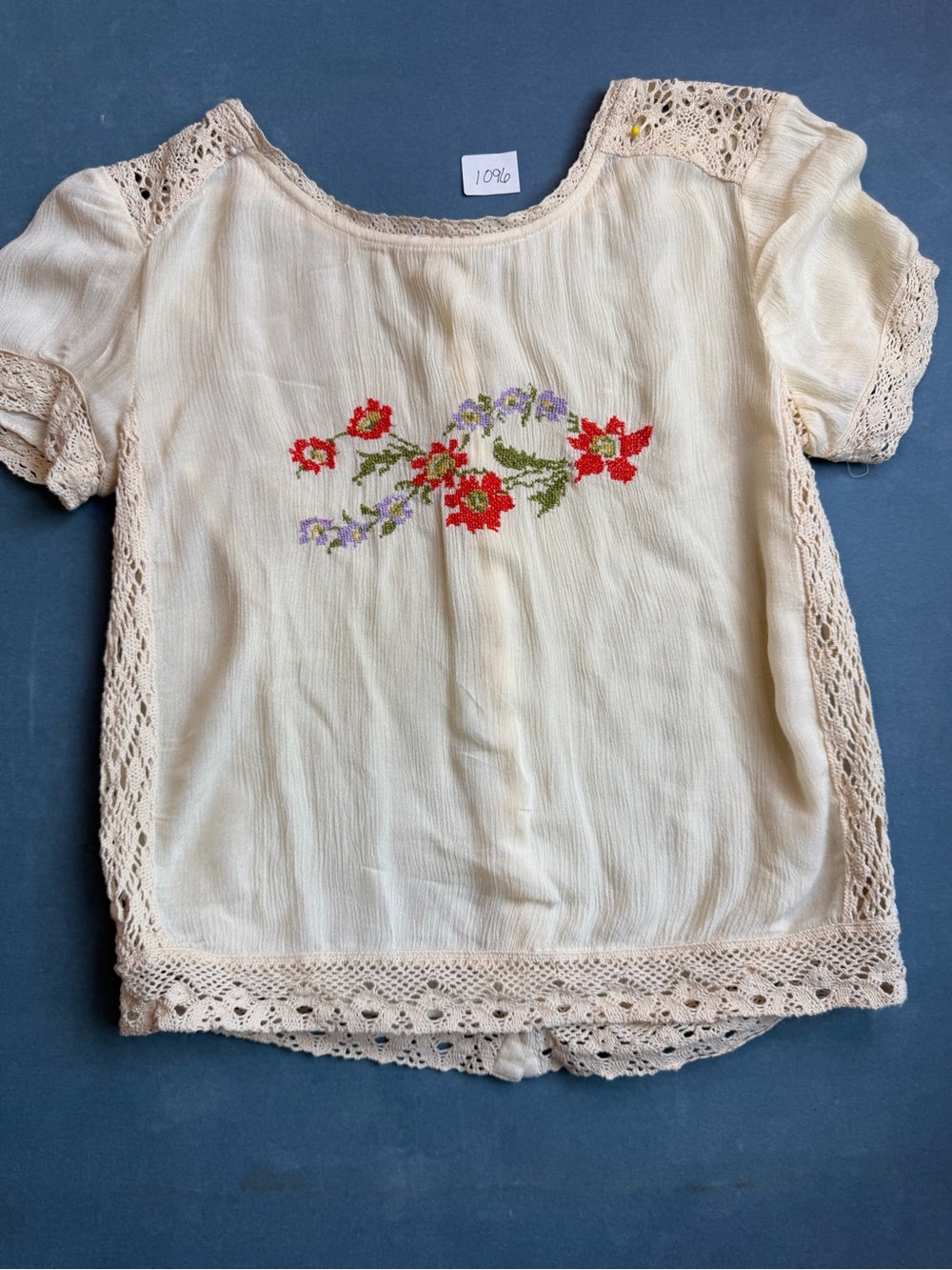 Free People Ivory Gauze Top with Delicate Knit